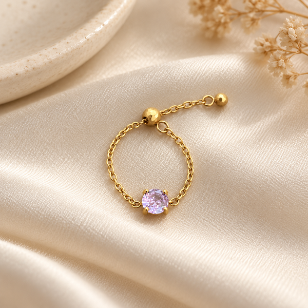 Aurelia Solitaire Adjustable Chain Ring