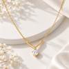 Elara V Solitaire Pendant Necklace