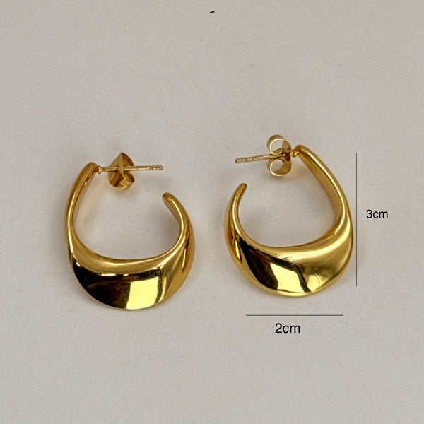 Golden wave curve earrings