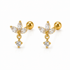 Crystal Petal Drop ball back Earrings
