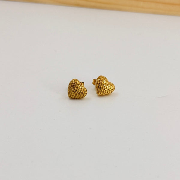 Heart of gold studs earrings