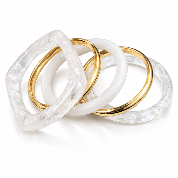 Smoky Elegance Resin Bangle Set