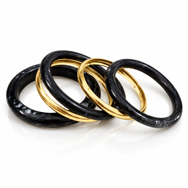 Luxe Resin & Stainless Steel Bangle Set