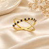 Criss Cross Black Bead Mangalsutra Ring