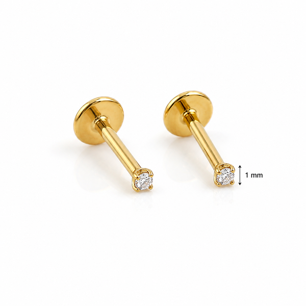 Tiny Solitaire Flat back Earrings