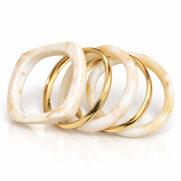 Smoky Elegance Resin Bangle Set