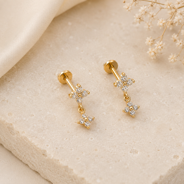 Flower Drop Flatback Earrings