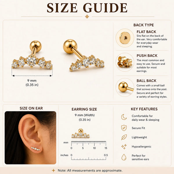 Crystal Crown ballback Earrings