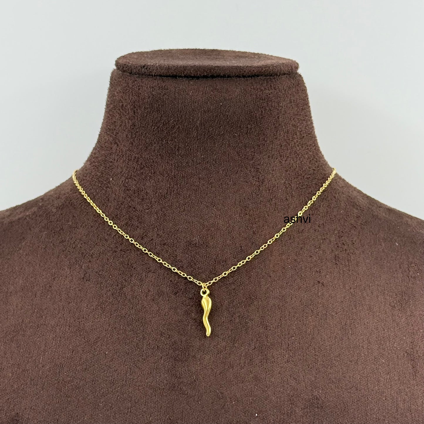 Italian Horn Pendant  Necklace