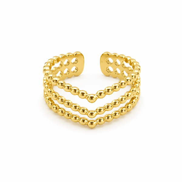 V Shape triple Layer Ring