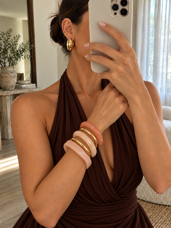 Smoky Elegance Resin Bangle Set