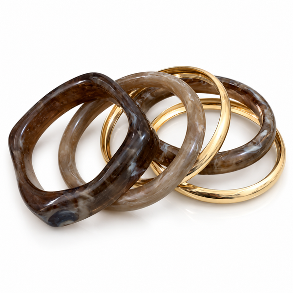 Smoky Elegance Resin Bangle Set