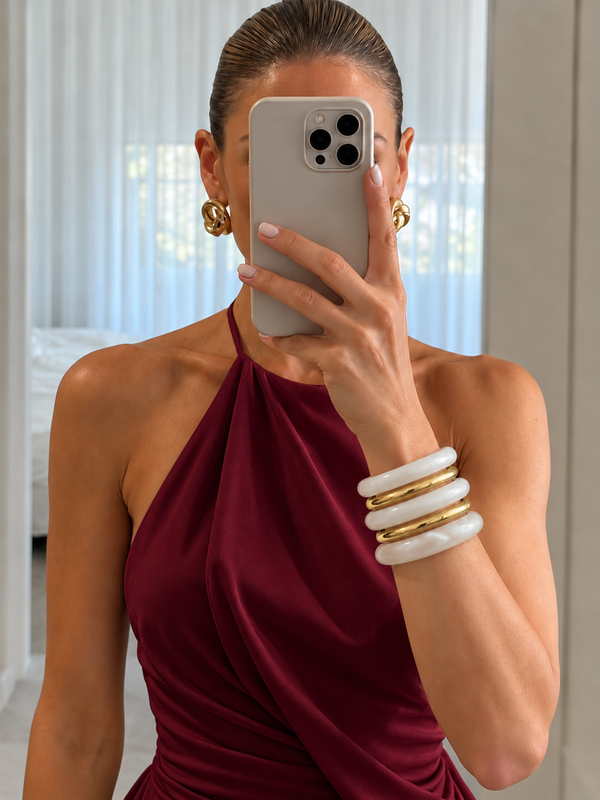 Luxe Resin & Stainless Steel Bangle Set