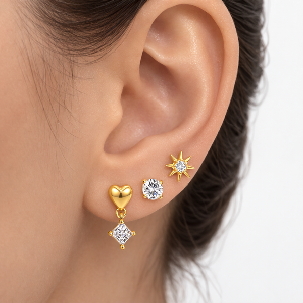 Heart Aurora Spark Earrings Set