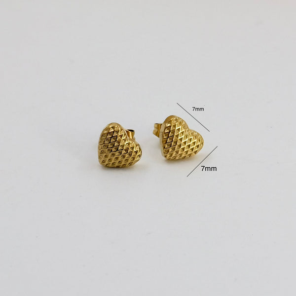 Heart of gold studs earrings