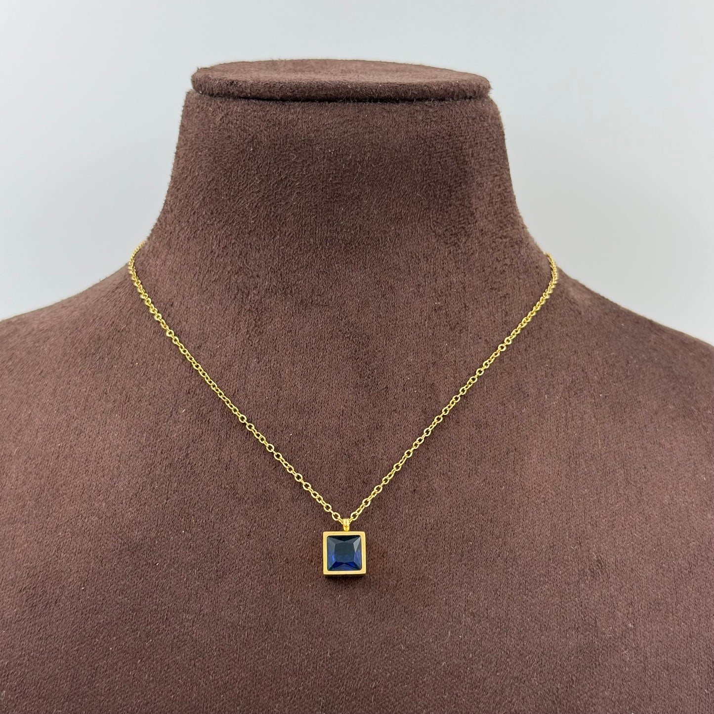 Square Single Stone Necklace