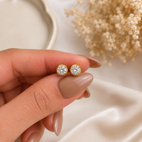 Solitaire Bezel Ball Back Stud