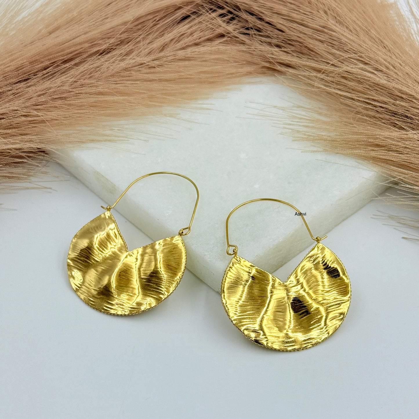 Textured Large Hoops Earrings