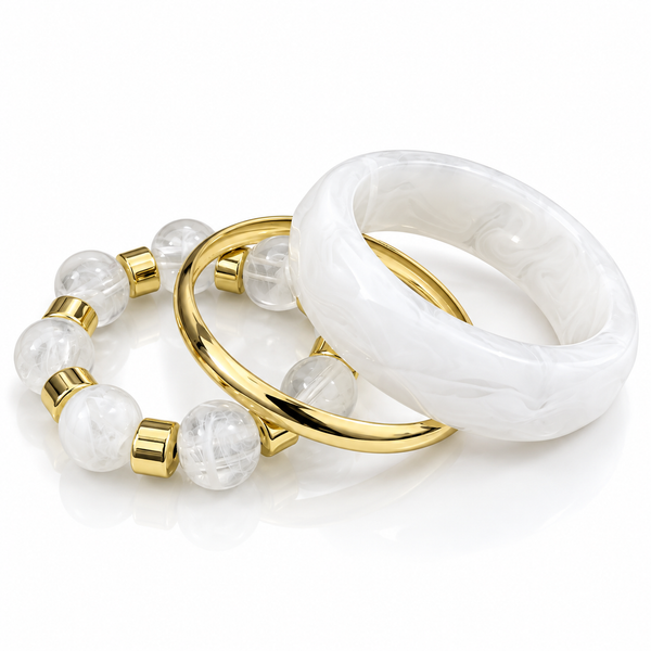 Blush Aura Resin Bangle Set