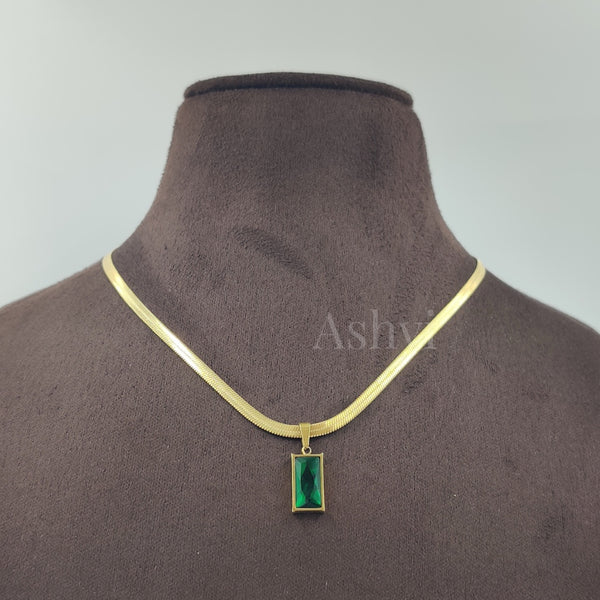 Green Stone Snake Chain
