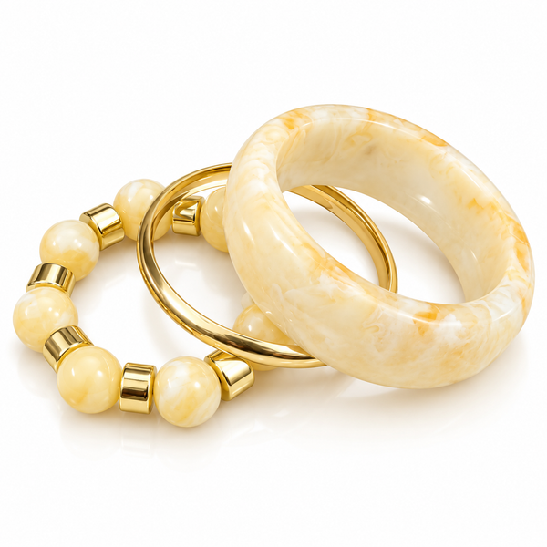 Blush Aura Resin Bangle Set