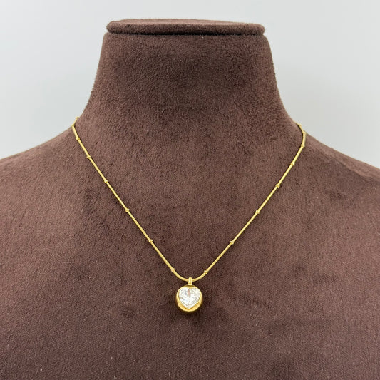 Heart Diamond ball Pendant Necklace