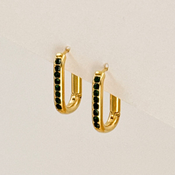 Green bar glam earrings