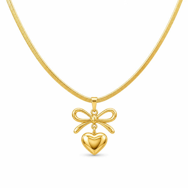 Bow heart Snake Chain Necklace
