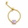 Alina Square Solitaire Adjustable Chain Ring