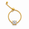 Alina Square Solitaire Adjustable Chain Ring