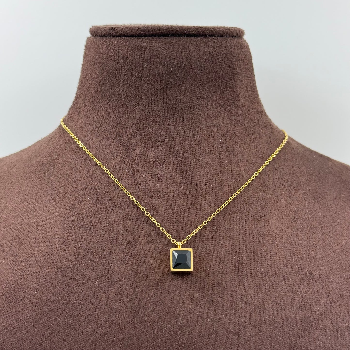 Square Single Stone Necklace