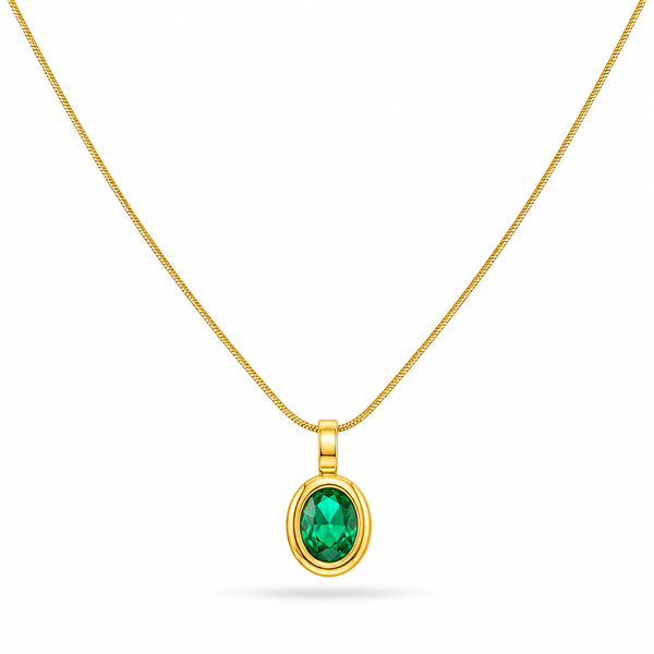 Emerald oval Pendant Necklace