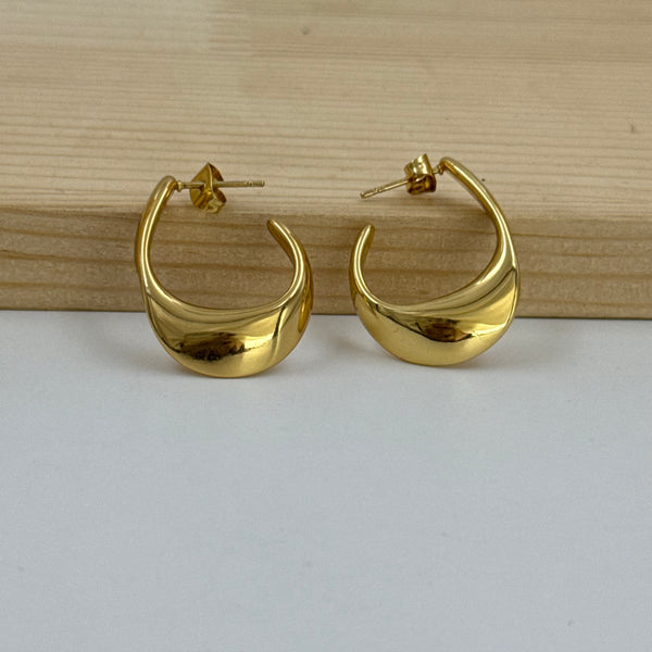 Golden wave curve earrings