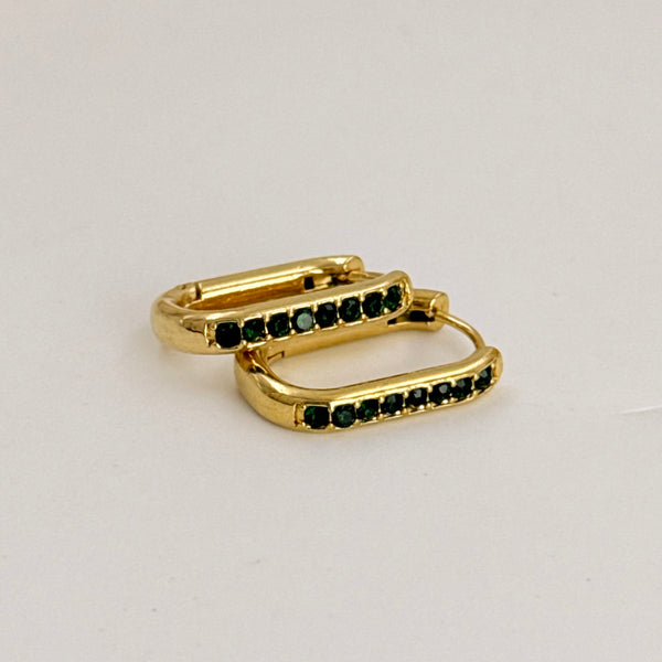 Green bar glam earrings