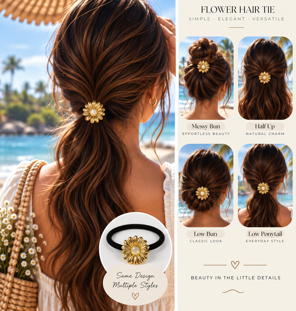 Circle Stone Flower Hair Tie