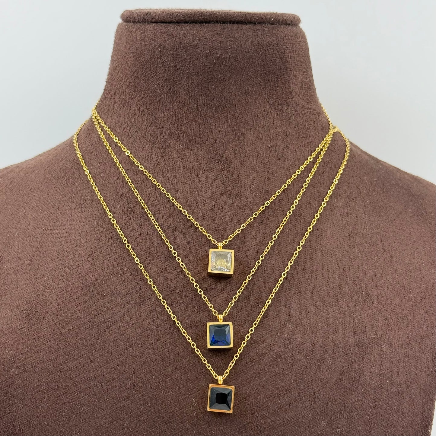 Square Single Stone Necklace