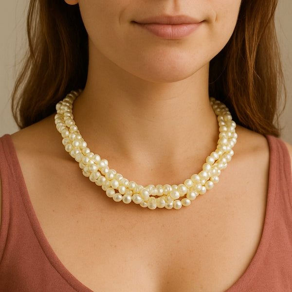 Triple layer Pearl Choker
