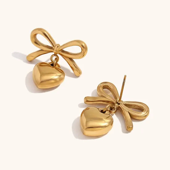 Bow Heart Earrings