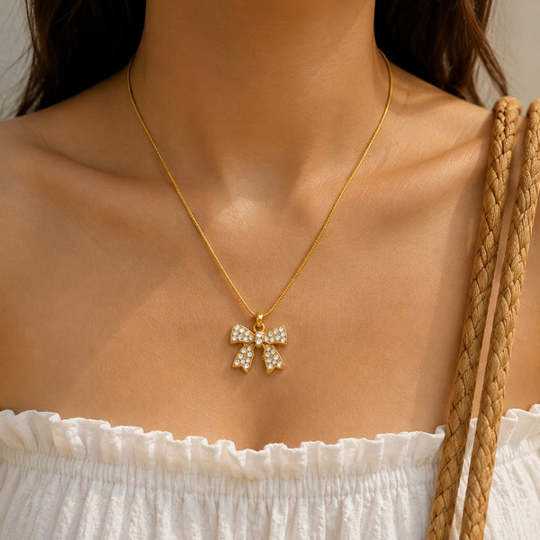 Bow Diamond Necklace