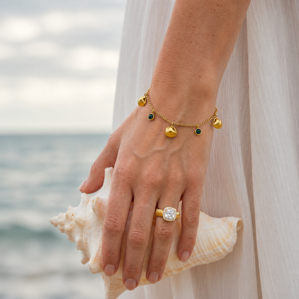 Golden Shell Charm Bracelet
