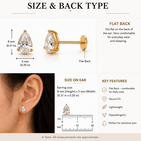 Teardrop Flat back Earrings