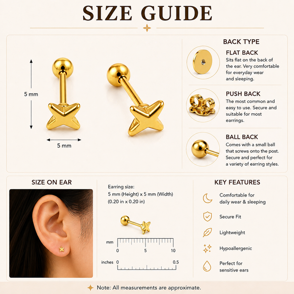 Tiny Star ballback Earrings