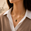 Emerald Stone Charm Snake Chain