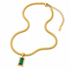 Emerald Stone Charm Snake Chain