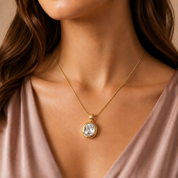 Emerald oval Pendant Necklace