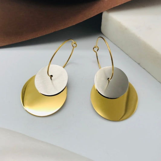 Two Tone Circle Earrings