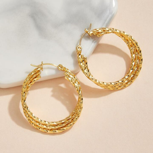 Twist Design Hoop Earrings