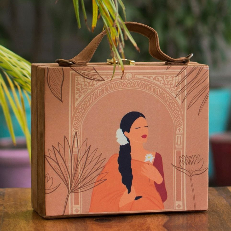 Saree lady  Suitcase Style Clutch