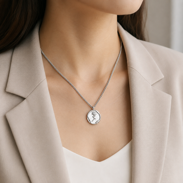 Circle Rose Stamp Necklace