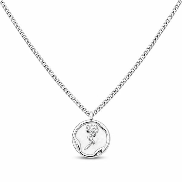 Circle Rose Stamp Necklace
